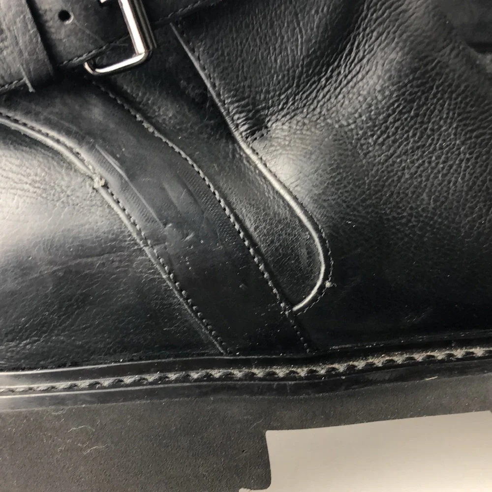 Vince Claudia Black Leather Moto Ankle Boots